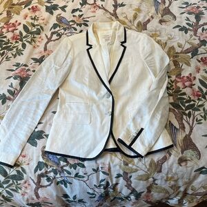 J. Crew Cream Blazer with Black Trim